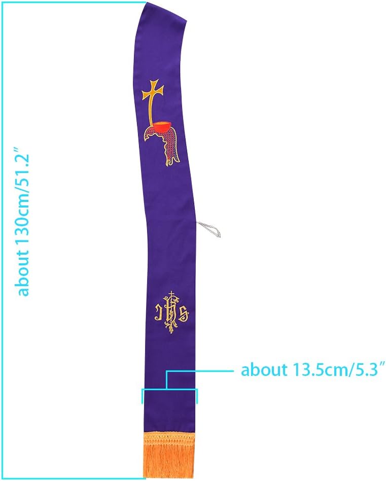 BLESSUME Church Cleric IHS Reversible Stole Alpha Omega Deacon Stole