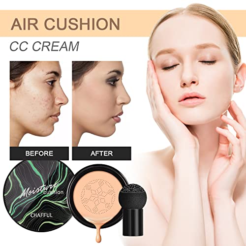 Air Cushion CC Cream Mushroom Head Foundation, Moisturizing BB Cream Long Lasting Makeup Concealer Liquid Foundation Even Skin Tone Bright Makeup Base Primer - Thumbnail 2