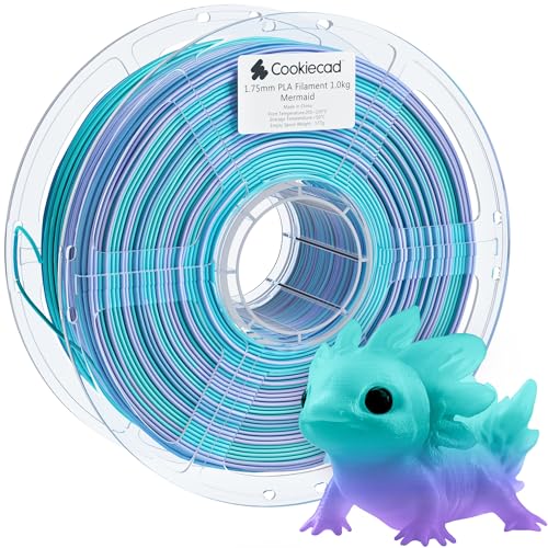 Cookiecad Filamento para impresora 3D PLA (morado, azul y verde), 1,75 mm, 1 kg
