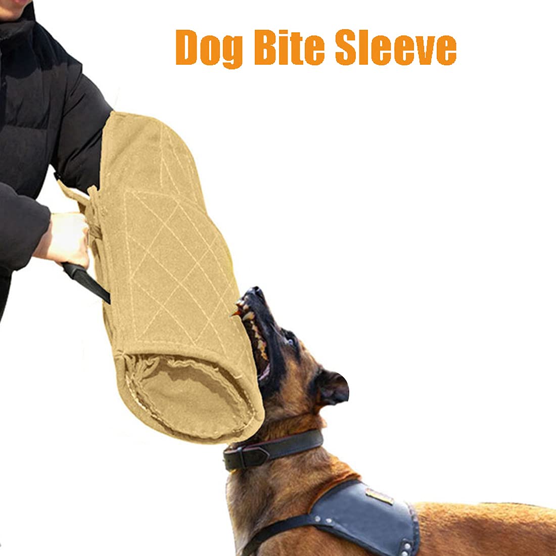 Manchon de protection pour chien avec poignée en jute - Convient aux deux bras gauche et main droite - Abricot