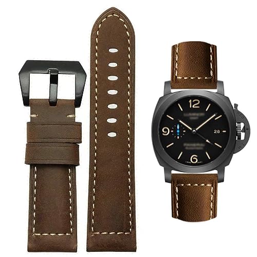 AIYIRUO Correa de reloj, correa de repuesto de cuero vintage, correa para relojes, correa de repuesto de cuero genuino Suave impermeable con herramientas 20mm 22mm 24mm 26mm para Panerai