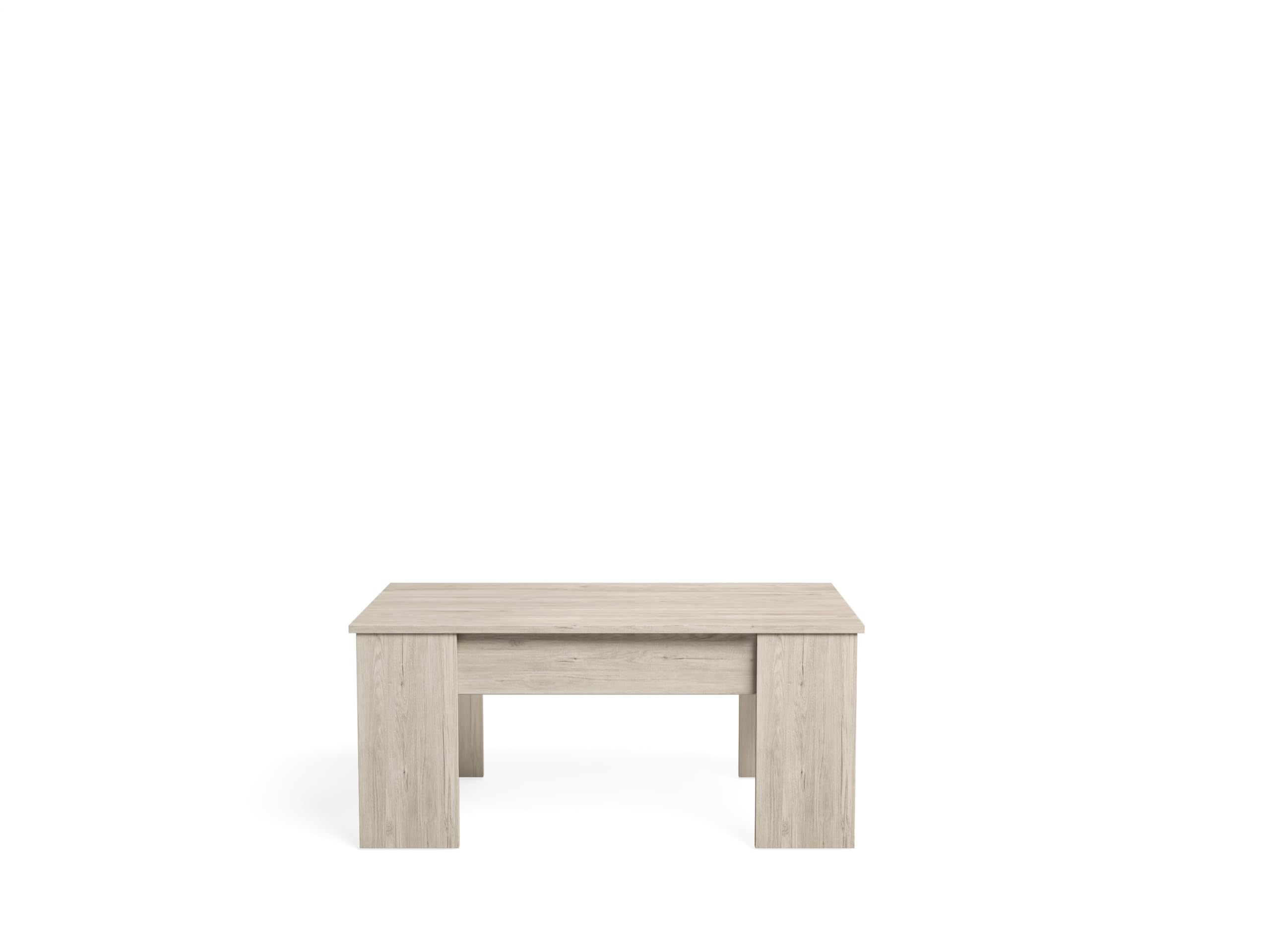 Table Basse relevable Bois Clair. 100 x 45 x 50 cm. Table de Salon avec Compartiment Moderne. Table Basse avec Plateau relevable