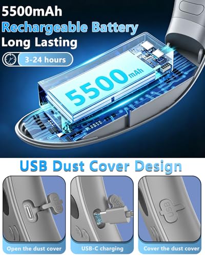 Image of Neck Fan with Cooling Plate-5 Speed&Power LED Display-24H Quiet Powerful Fans that Blow Cold Air-USB 5500mAh Bladeless Wearable Personal AC Cooler for Women,Men,Kids,Travel,Outside