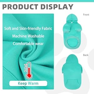 KOOLTAIL Basic Dog Hoodie Soft Warm Dog Hoodie Sweater with Leash Hole and Pocket Dog Winter Coat Cold Weather Clothes Sweatshirt for Small Medium Large Dogs Puppy Cat Boys Girls Lake Blue XS