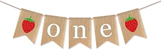 Jute Burlap Strawberry Themed 1st Birthday Party Decoration Banner,Spring Summer Strawberry Party Decoration Burlap Banner Garland with Flower for Mantle Fireplace Supplies Bunting Garland Banner Decoration for Home Themed Party Decor