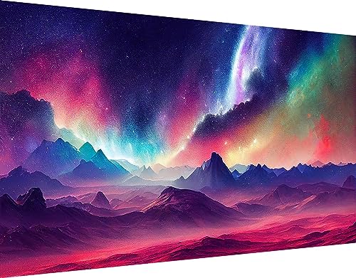 ijbnhd Large Diamond Painting Kit for Adults- Large Diamond Art Kits for Adults, Aurora Mountain Full Drill Round Gem Art for Crafts Home Wall Decor Gift 27.5 X 15.7inch