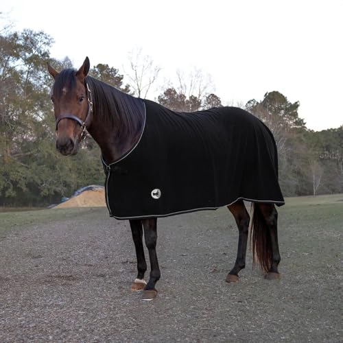 Jeffers Elite Fleece Cooler Blanket for Horses, 81" – Contoured Moisture Wicking Horse Cooler, Lightweight Breathable Fleece Horse Cover for Layering, Travel, Grooming & All Year Round Use - Black - Image 7