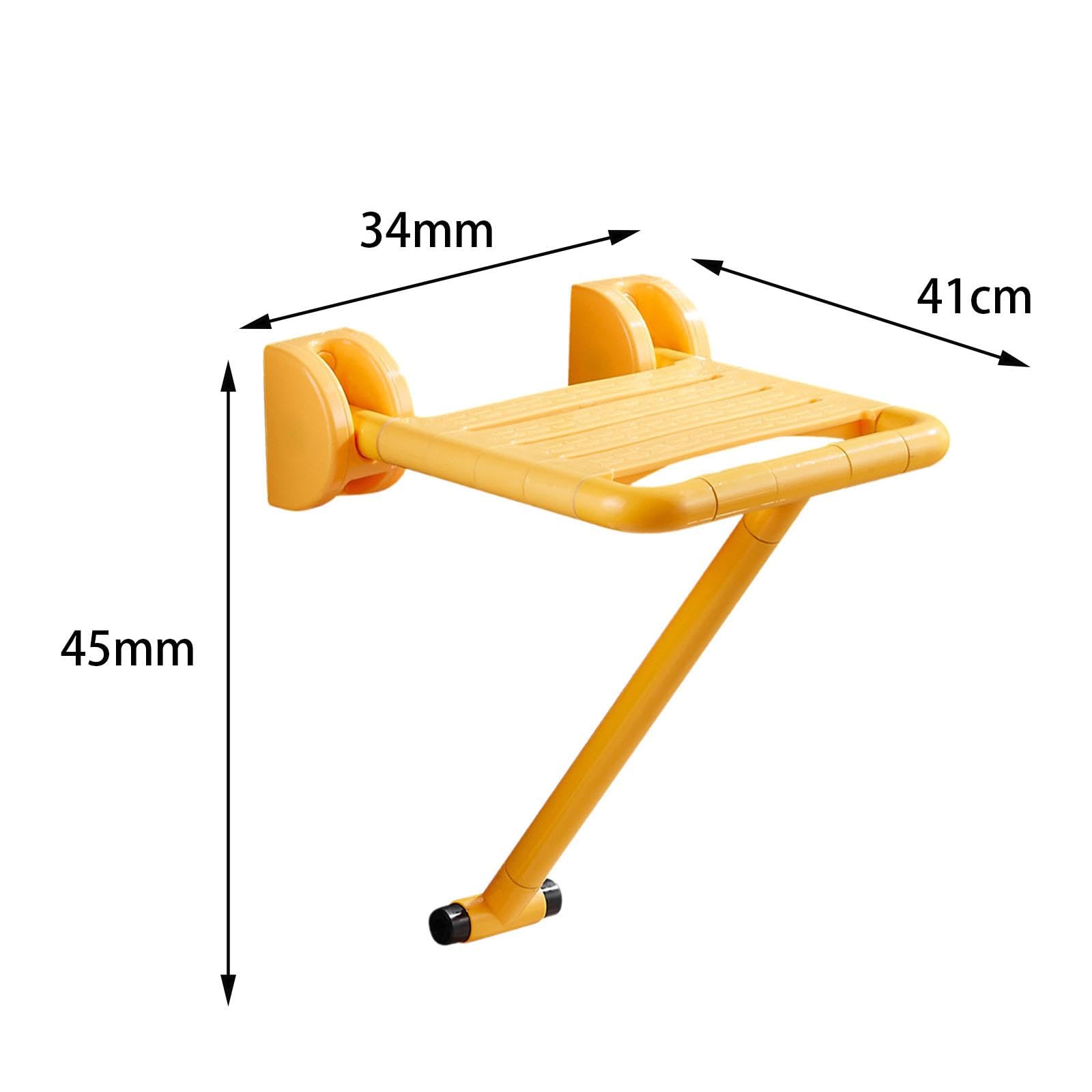 B Baosity Asiento de Ducha Plegable Reforzado con Base Estable Antideslizante Silla de Baño Montada en La Pared Taburete Plegable para Ducha Banco Ahorrador de, Amarillo