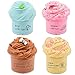 Produktbild Schleim Slime Kinder Putty Spielzeug Geschenke, BESTZY 4st 100ML Floam Schleim zum selber Machen mit 4 Farben Flauschige Schleim Slime, Schaum Bälle, Obst Gesicht Dekoration