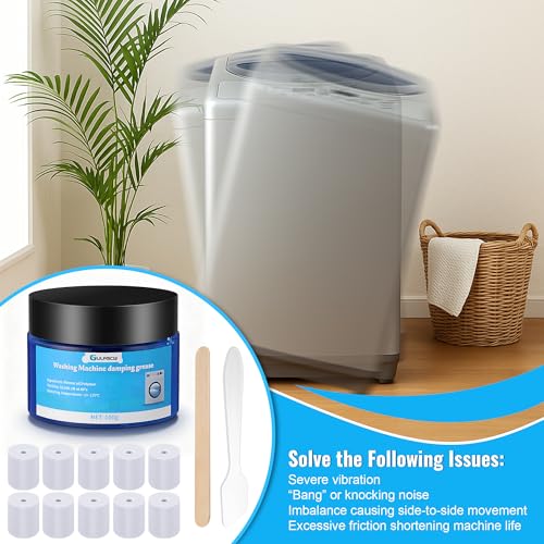 Image of 3.5 oz (100g) Washing Machine Damping Grease with 10 Foam Inserts for Suspension Rods, Vibration & Noise Reduction, Compatible with Most Top-Load Washers, Multi-Purpose Shock Absorption Grease