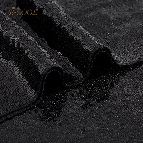 Image of B-COOL Black Sequin Tablecloth Halloween Shimmer Tablecloth 50x80-inch Rectangular Table Overlays for Wedding Birthday Party Prom Table Decorations