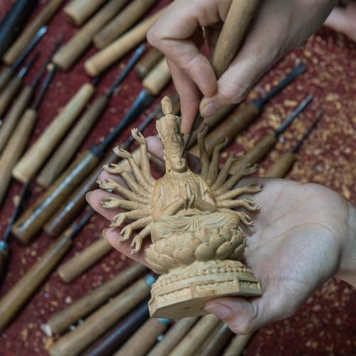 Estatua Buda Thousand Hands Guan Yin de Madera 6 pulgadas miniatura 5