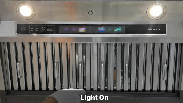 Image of BRANO Insert Range Hood, 900 CFM Built-in Kitchen Vent Hood with Voice, Gesture & Touch Control, 4-Speed Exhaust Fan, Memory Function, Adjustable LED Lights, Ducted /Ductless Convertible(30 Inch)