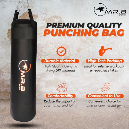 Image of Strong and Heavy Duty SRF Punching Bag Unfilled with Heavy Chain and Boxing Gloves for Muay Thai MMA Sparring Punching Training and Boxing (36 INCH)