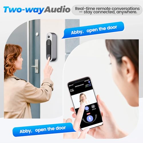 Wireless HD Video Doorbell Camera, Live View 2-Way Audio, Safe Doorbell with Night Vision, Cloud Storage, 2.4G Wi-Fi onl - Additional View