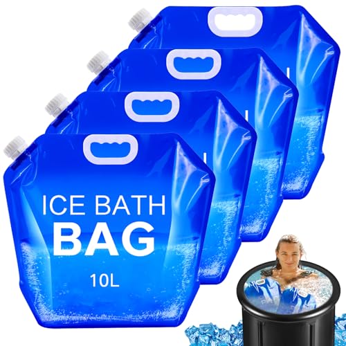 Tryitsbest 4 Pack Ice Bath Bags Reusable Large Capacity Cold Plunge Ice Bath Accessories Portable Bathtub Freezer Water Bags for Ice Baths at Home (10L/2.6 Gallon -4Pcs)