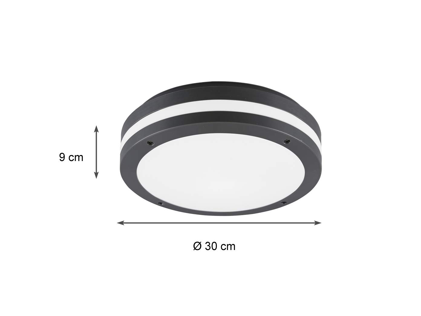 Reality Leuchten R62151142 - Plafoniera LED da esterni Kendal, in plastica, 12 W, colore: Antracite/Bianco