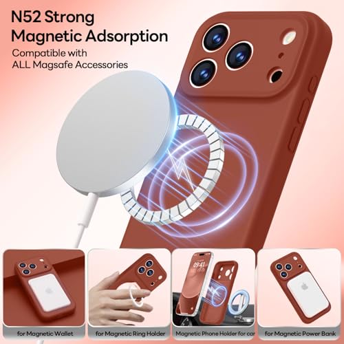 Image of LOVE 3000 Designed for iPhone 17 Pro Case, Premium Silicone [Compatible with Magsafe][Soft Anti-Scratch Microfiber Lining] Shockproof Protective Phone Case for Men Women 6.3 inch, Caramel