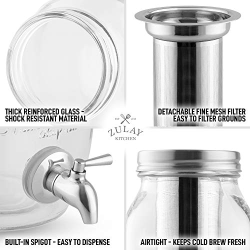 1.5 Liter Cold Brew Coffee Maker with EXTRA-THICK Glass Carafe