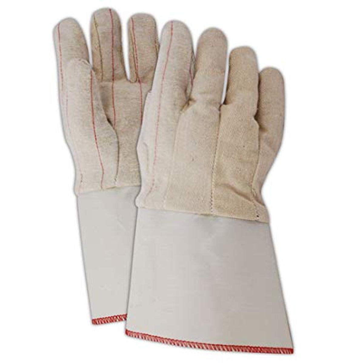 MAGID 94SGNO MultiMaster Double Palm Canvas Gloves with Soft Gauntlet Cuff, Mens, White (12 Pair)