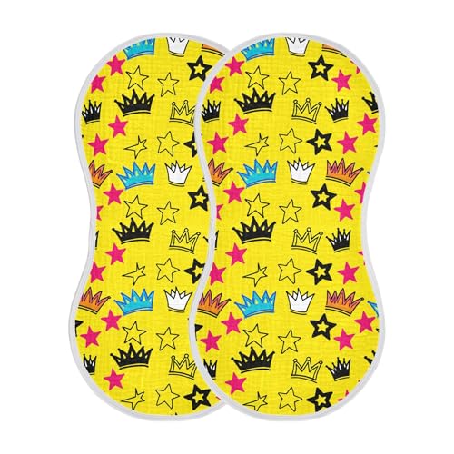 xigua Crowns and Stars Muslin Baby Burp Cloths Set of 4, Super Soft & Absorbent Burping Rags, Cotton Burp Clothes Shower Gift for Newborn, Baby Girls and Boys2