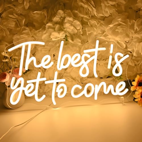 Planzo Led Neon Sign Light The Best Is Yet To Come Bedroom Classroom Office Kids Room Wall Sign Decor Grad Birthday Wedding Christmas Party Light Up Sign Gifts USB 15.7"x8.7"