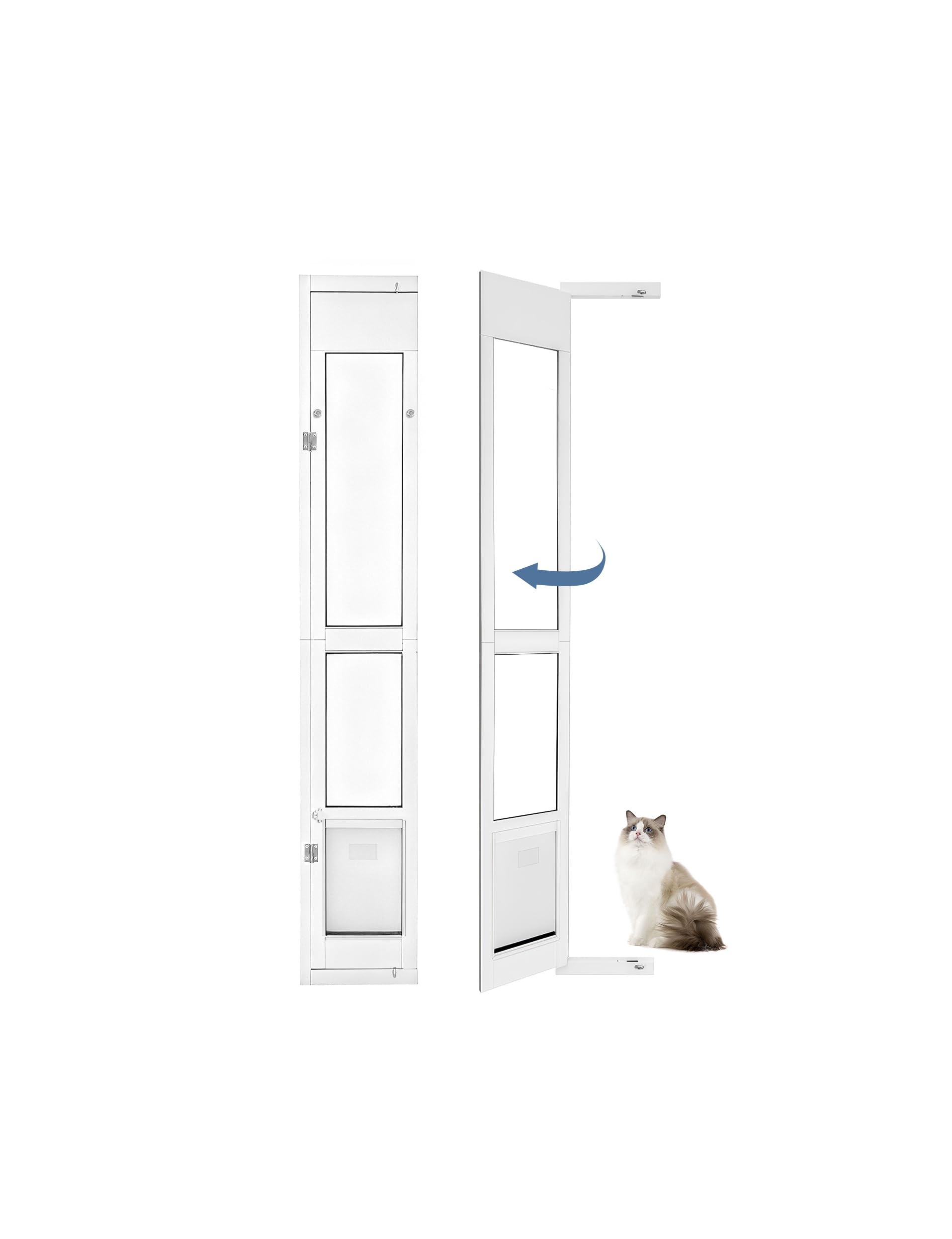 7FT Cat Door for Sliding Glass Door - Only Left Amount Openable Cat Door for Patio Sliding Door Insert