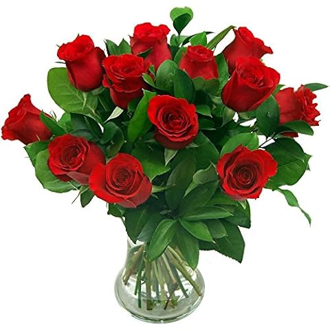 Clare Florist 12 Red Roses True Romance Fresh Flower Bouquet - Romantic Fresh Roses Hand Arranged by Expert Florists Cover