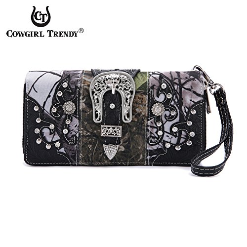Western Style Camouflage Purse Concho Buckle Tooled Floral Country Studs Crossbody Women Handbag Shoulder Bag Wallet Set3