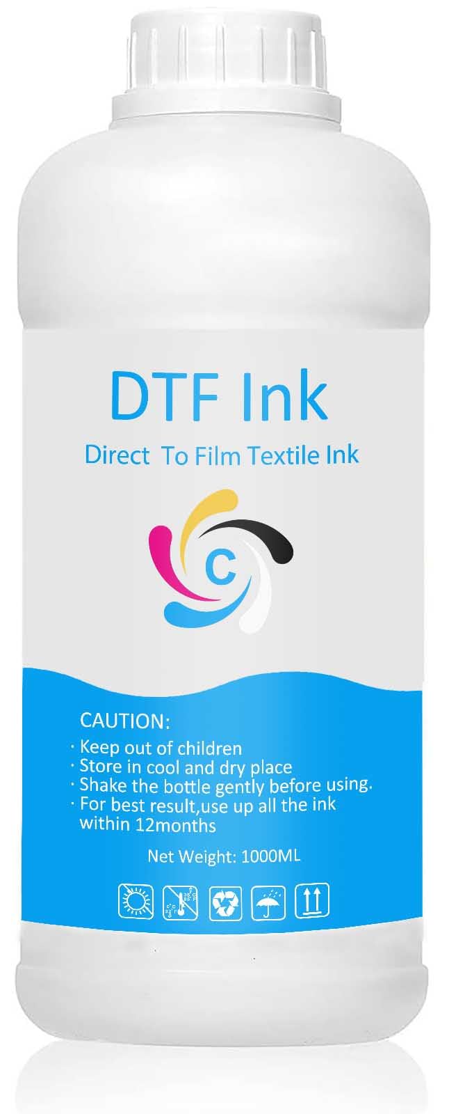 DTF Ink Cyan 1000ML Refill for Printhead DX5 DX7 5113 XP600 L3200 4720 TX800 L1800 L805 R1390 DTF Printer, for DTF Heat Transfer Film Printing (1 Pack, Cyan)