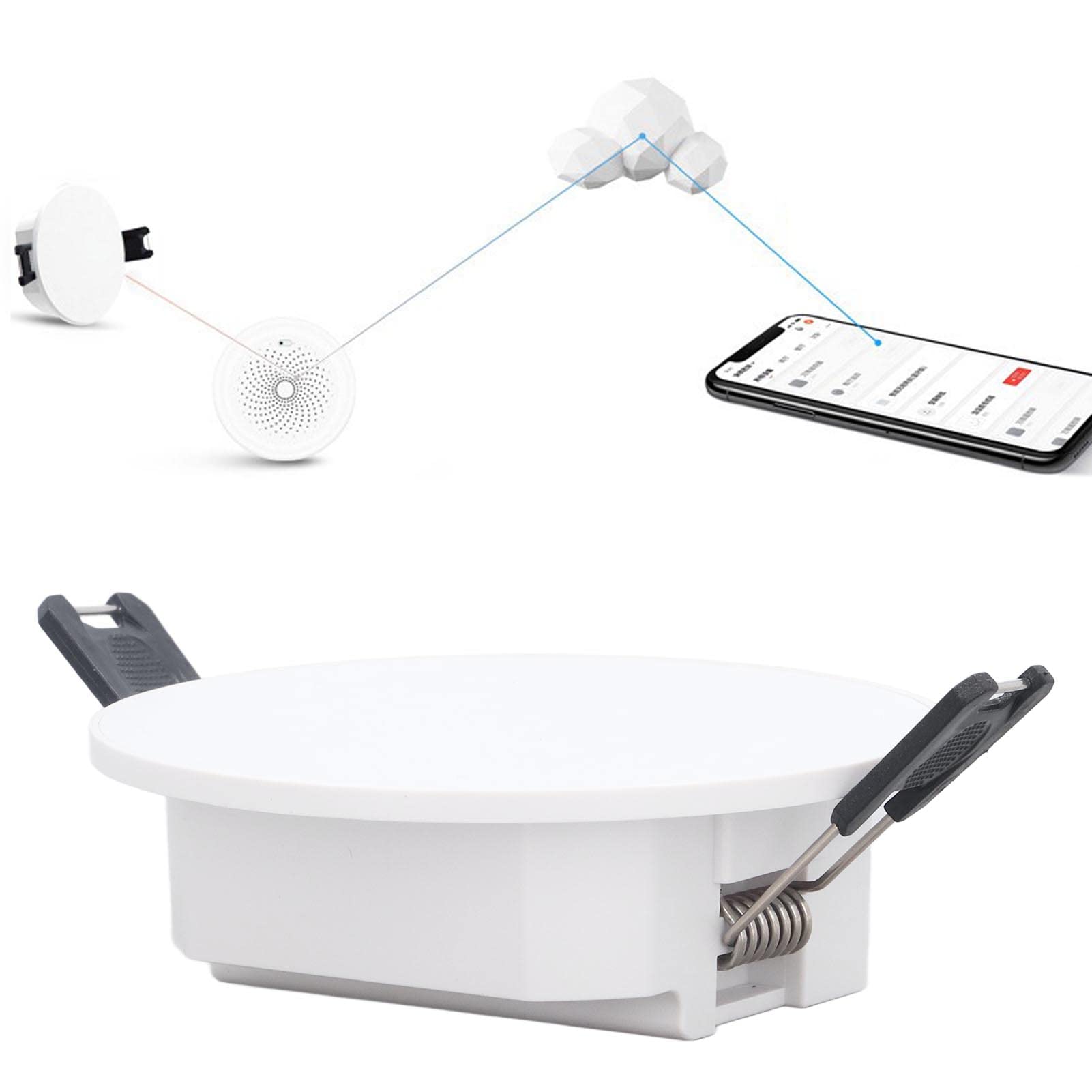 Aramox Sensore Umano Intelligente, Sensore di Movimento Umano ABS, Rilevamento del Soffitto da 0,3 a 9 M, Rilevamento Statico e di Movimento, Controllo App per la Sicurezza Domestica