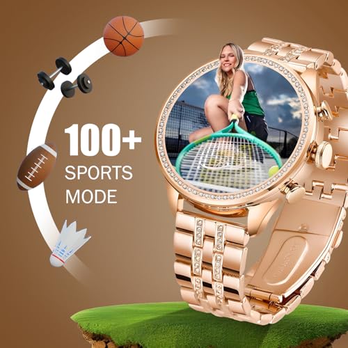 Image of GameSir Premium Luxurious Gen 9 Smartwatch, HD Display Gold Metal Strap & Activity Tracker, Bluetooth Calling, Customizable Watch Faces, Water Resistant Smartwatch for Women & Girls(Rose Gold)