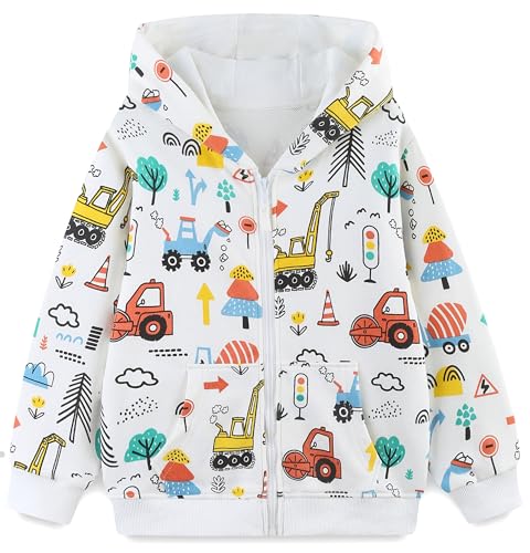 Image of Popshion Boys Toddler Cartoon Dinosaur Hoodies Jacket Cool Long Sleeve Zipper Hooded Sport Sweatshirt Coat for Kids 1-7 Years