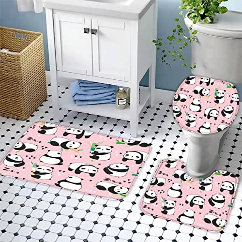Badematten Set 3D 40x60 Panda Badezimmerteppich-Set absorbierend 3-teiliges maschinenwaschbare weich badteppich schnell… – Bild 3