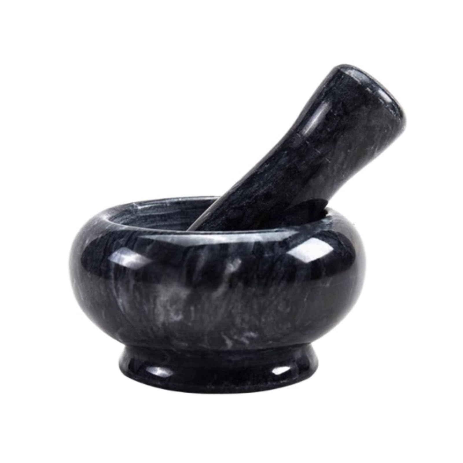 Pestello e mortaio， Set mortaio in marmo for pepe, aglio e zenzero(Black)