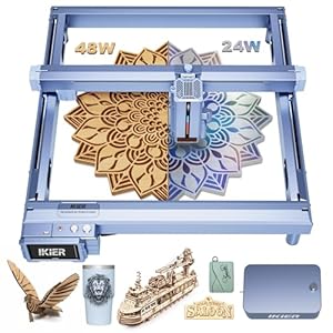 IKIER K1 Pro Max Lasergraveermachine, 24 W/48 W, lasergravure met automatische pneumatische ondersteuning, intelligente Z-as, dompelsnijden voor hout, metaal, acryl