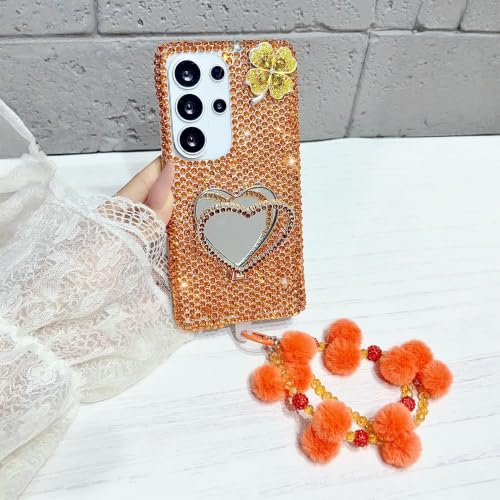 HJXFlying �K�p Samsung Galaxy A15 �P�[�X �n�[�g�^ �~���[ �� �X�^���h ���C���X�g�[�� �t�����[ �X�p�[�N���A�_�C�������h�O���b�^�[ ���X�g�X�g���b�v�t�� ���� ���̎q�p �ی� �P�[�X - �I�����W