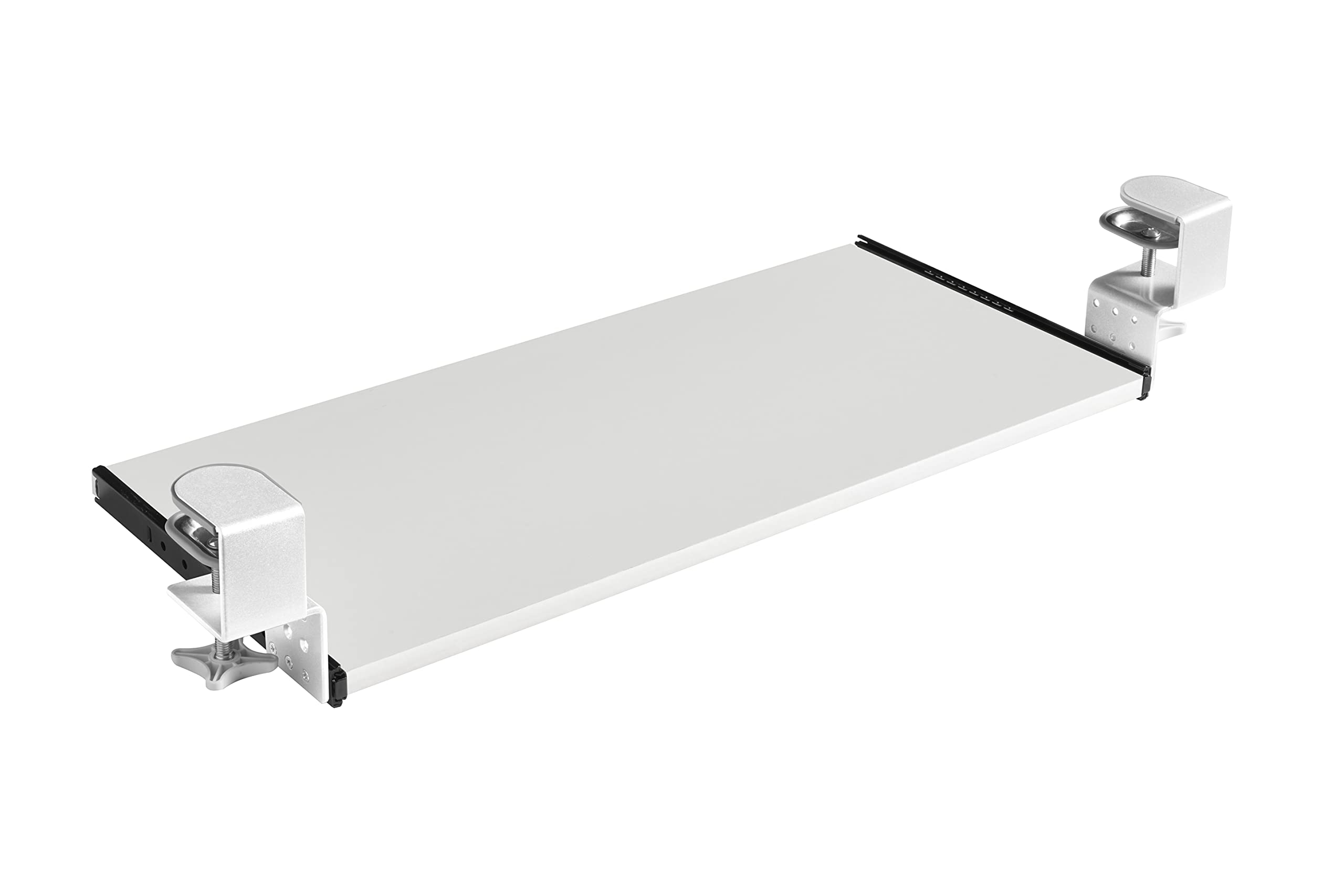 FIX&EASY Ladegeleiders klembaar voor toetsenbordlade met plank 800X300mm wit decor, Klem in hoogte verstelbaar wit, geleiders zwart 300mm rails met vergrendelen voor toetsenbord muis keyboard laptop