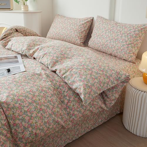Image of LifeTB Vintage Flowers Comforter Set Full Size Coquette Floral Bedding Set | Aesthetic Cottagecore Floral Comforter with 2 Pillowcases Farmhouse Botanical Bedding Comforter for All Season