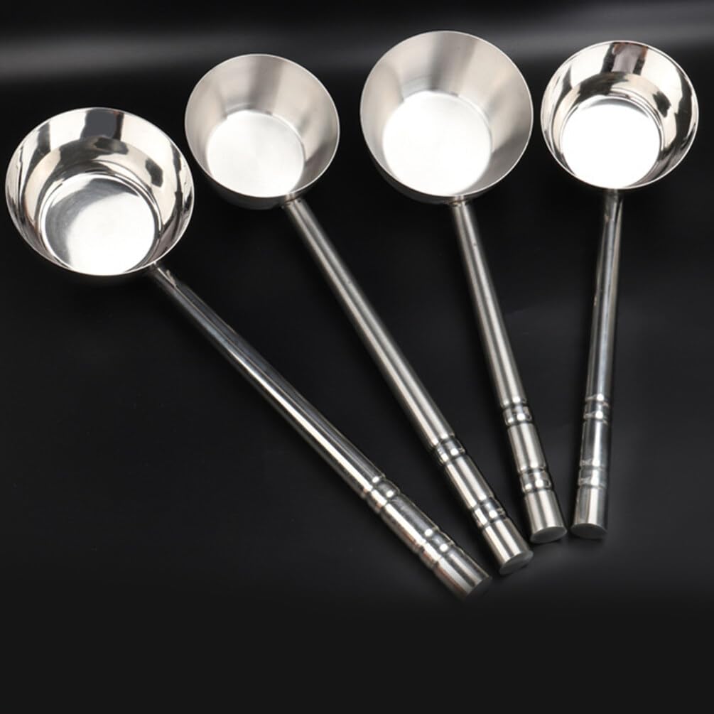 Luxshiny Louche Inox à Fond Plat Ustensile de Cuisine pour Eau et Soupe Manche Long et Ergonomique