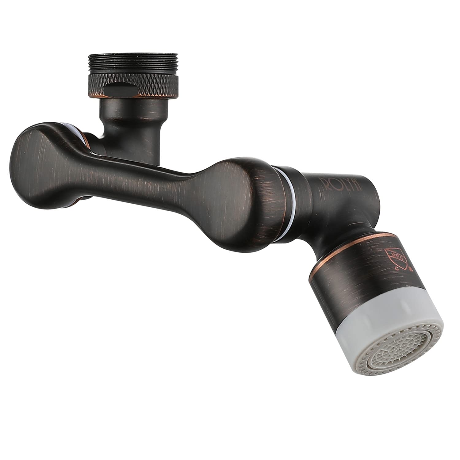 ROLYA 1080° Rotating Faucet Extender CUPC Certification Aerator Swivel Splash Filter Tap Aerator with 2 Water Outlet Modes Oil Rubbed Bronze
