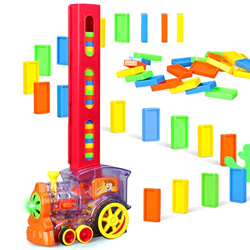 Preisvergleich Produktbild Mondeer Dominosteine Zug, Domino Elektrischer Spielzeug 60 Stück Kunststoff DIY, Transparent