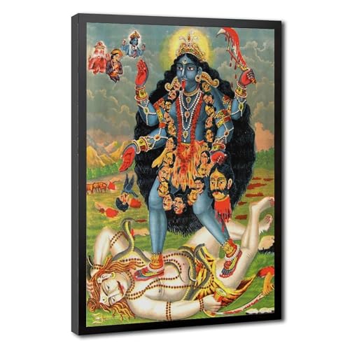 Kali et Shiva impression sur toile 40x60 cm déco murale suspendue