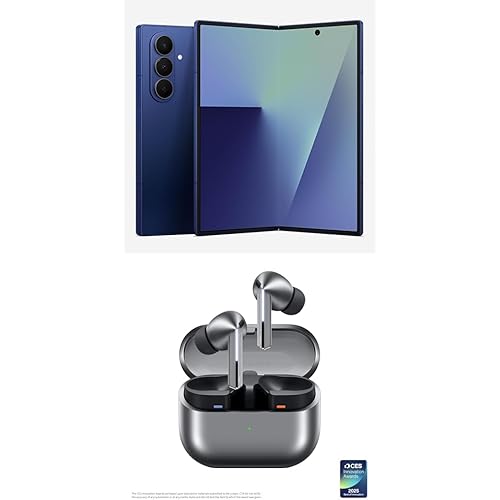 Samsung Galaxy Z Fold7 256GB Unlocked AI Smartphone, Blue Shadow w/Galaxy Buds 3 Pro AI True Wireless Bluetooth Earbuds, Silver