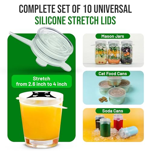 Image of Reusable Silicone Can Lids - 2.6 Inch Can Covers for Dog & Cat Food - Universal Fit - Airtight Stretch Lids for Pet Food Cans, BPA-Free, Dishwasher Safe - 10 Pack