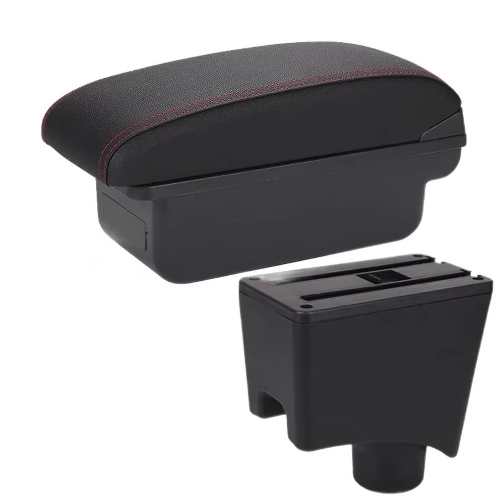 FSOZDBBPL For Dacia For Renault For Sandero For Logan 2 For Nissan Almera G15 For Lada Largus Car Armrest Box Storage Box Interior Parts(C1 Black red NO USB)