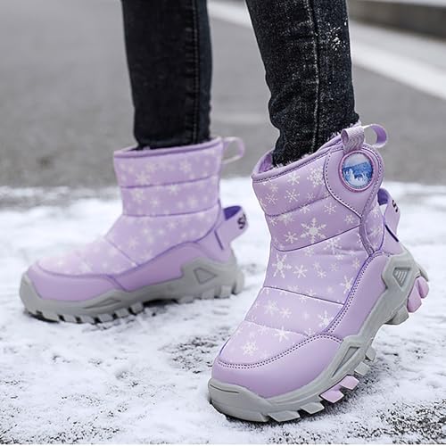 W𝐚terproof Kids Snow Boots Girls Boys Toddlers Fleece Lined Snow Boots For Boys Insulated Non Slip Mid Calf Boots3