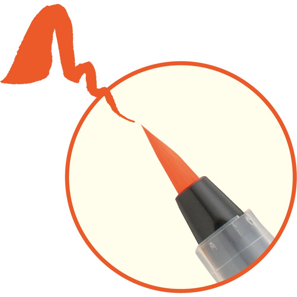 Kuretake Fude-pen (kalligraphy-brush pen) Bimoji-kanbioh [Vermillion ink] [Chu-ji] (Japan Import)