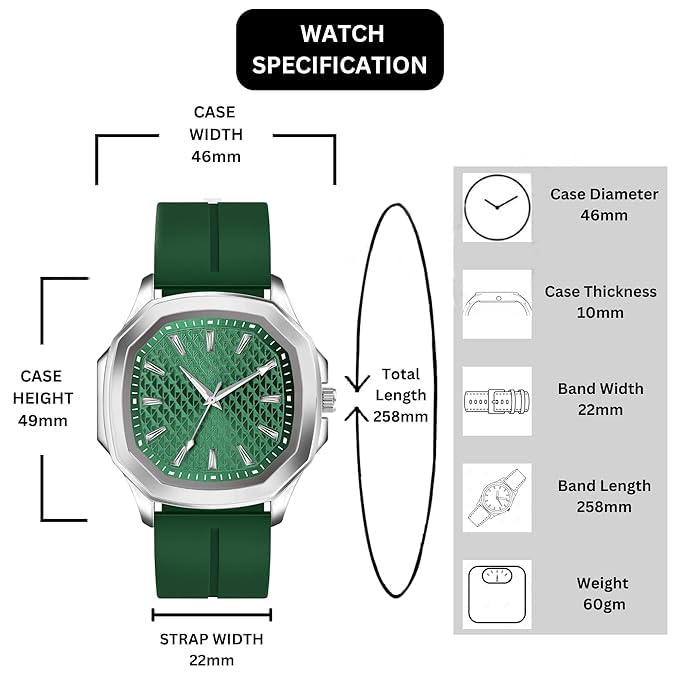 Image of styledose Minimalist dial Softest Adjustable Silicon Belt Quartz Analog Date Display Wrist Watch for Men