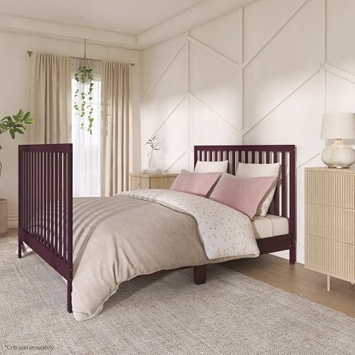 Image of Dream On Me Universal Crib to Full Size Bed Conversion Kit, Solid Wood Bed Rails for Select Convertible Cribs, Strong & Stable Support, Auburn